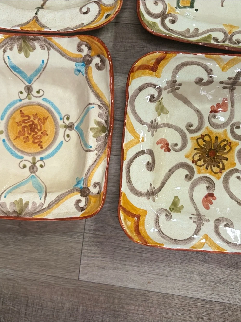 Arte Italica Square Dinner Plates & Bowls Set of 8 perfect condition